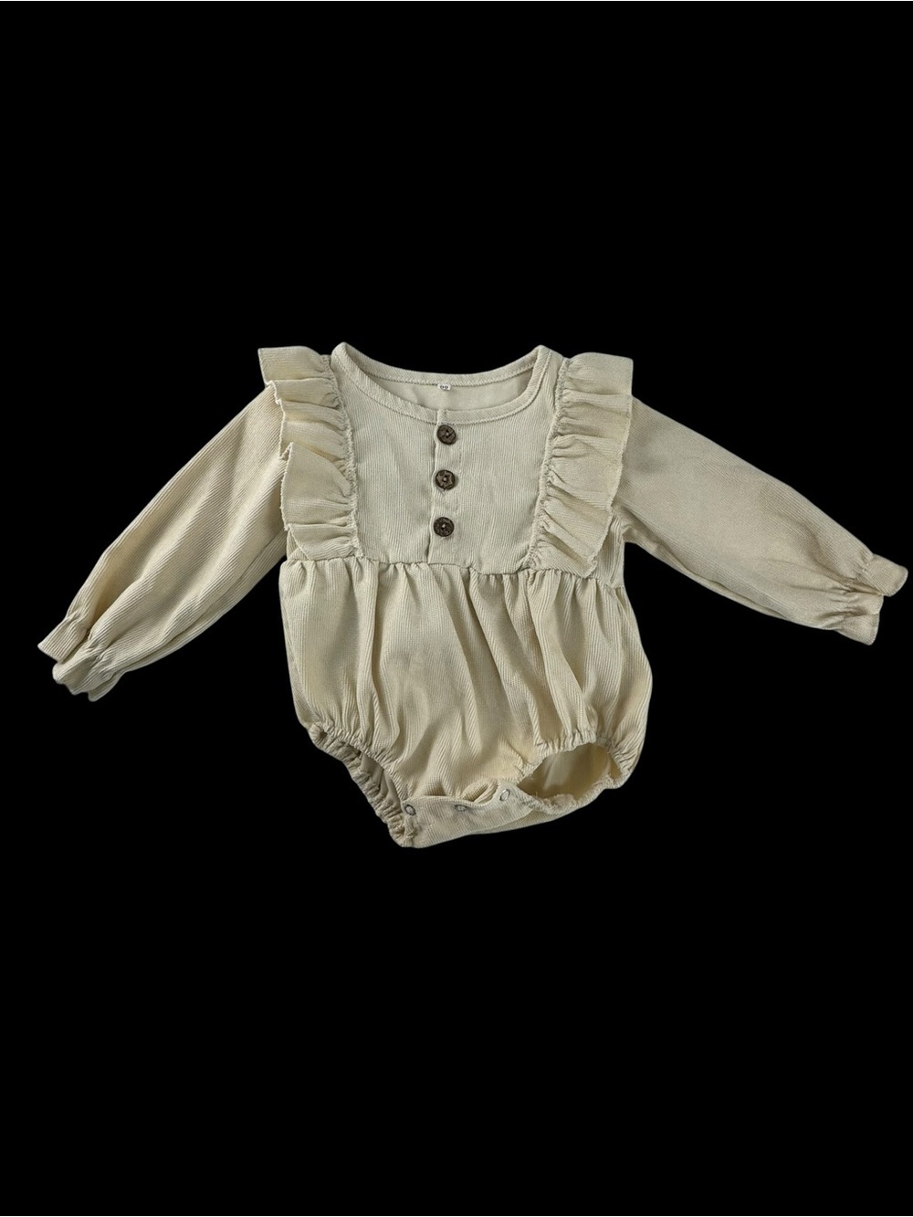 Neutral Cream Kids One-Piece Romper with Button Front